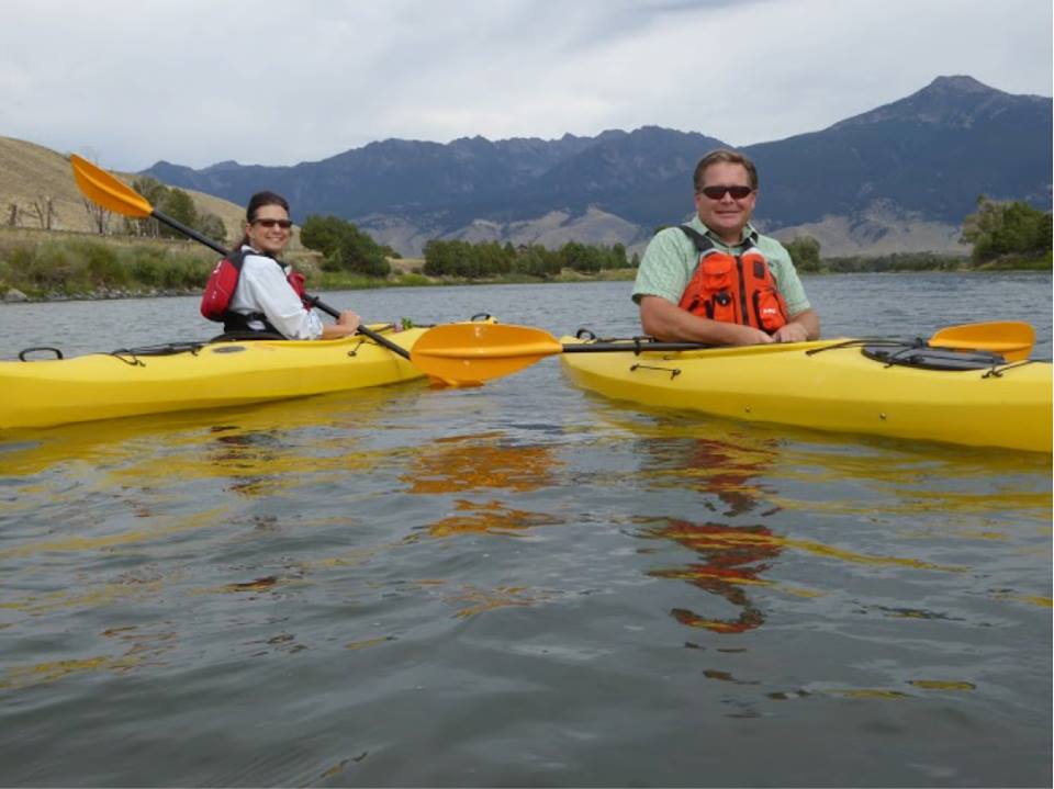 Pam and Chan Libbey kayaking the Yellowstone River